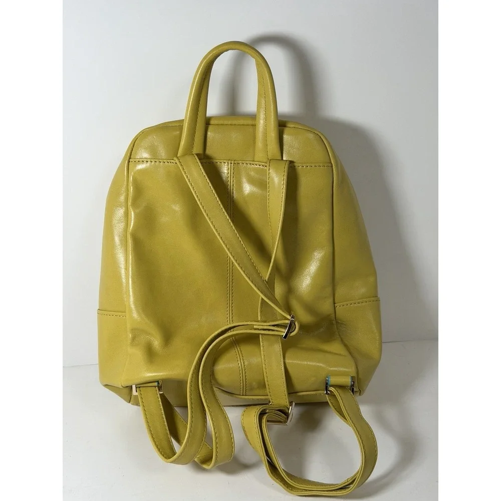 Piquadro Italian Made Small Leather Backpack -Yellow